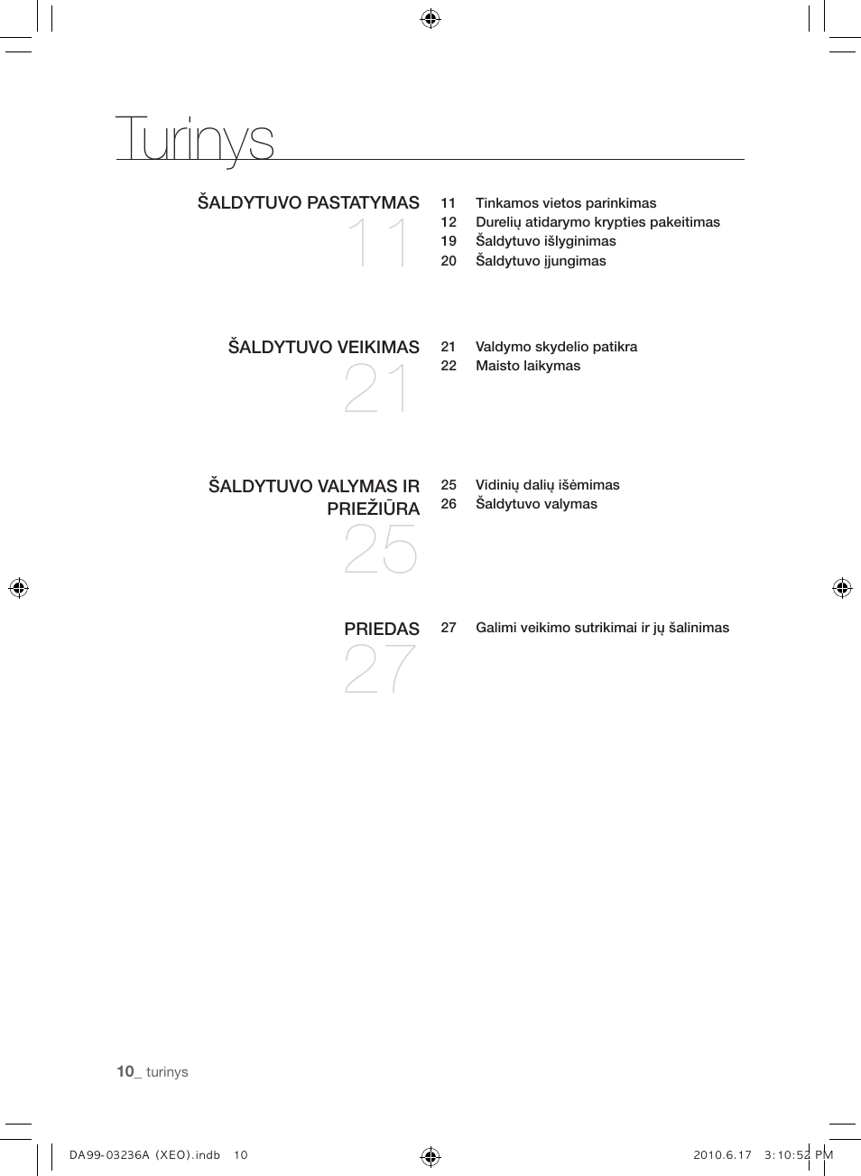 Turinys | Samsung RL39THCMG User Manual | Page 208 / 228
