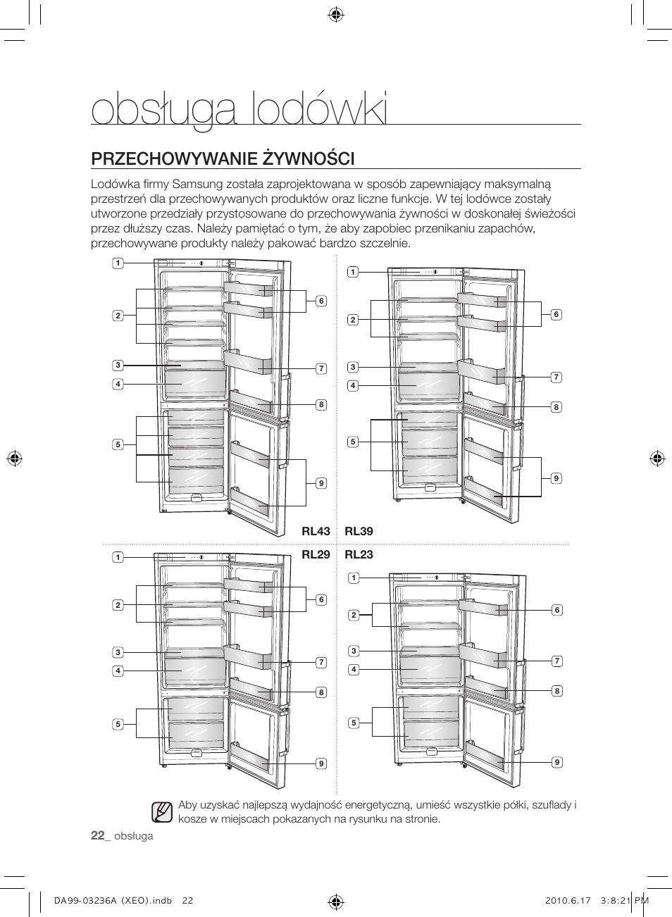 Obsługa lodówki, Przechowywanie żywności | Samsung RL39THCMG User Manual | Page 50 / 228