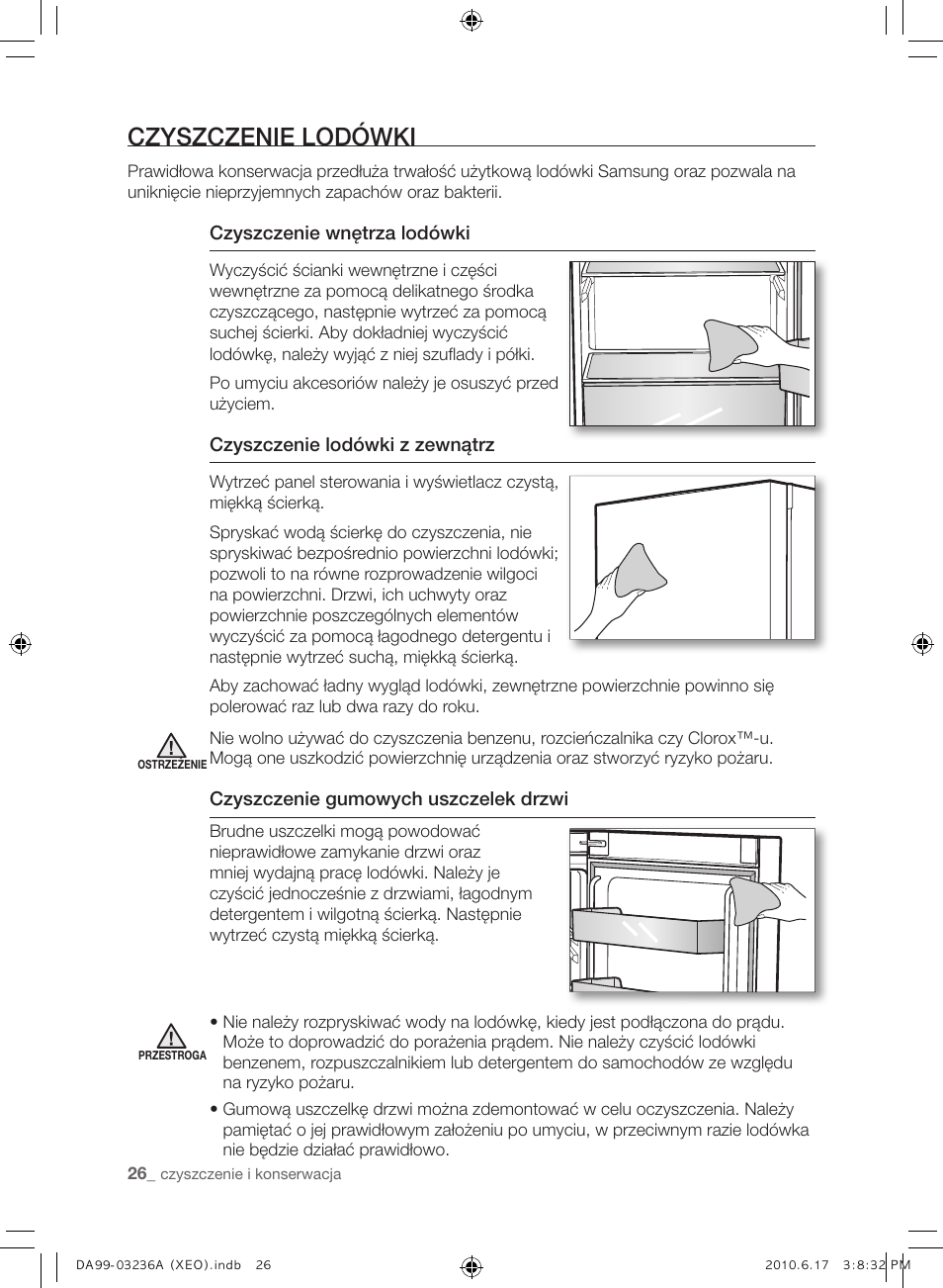 Czyszczenie lodówki | Samsung RL39THCMG User Manual | Page 54 / 228