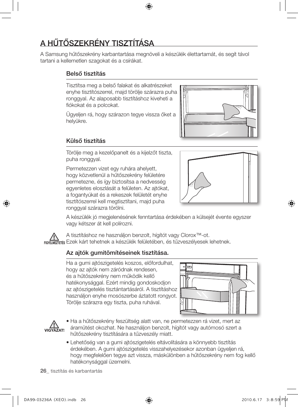 A hűtőszekrény tisztítása | Samsung RL39THCMG User Manual | Page 82 / 228