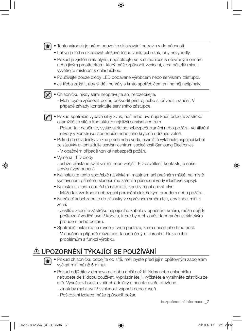 Upozornění týkající se používání | Samsung RL39THCMG User Manual | Page 93 / 228