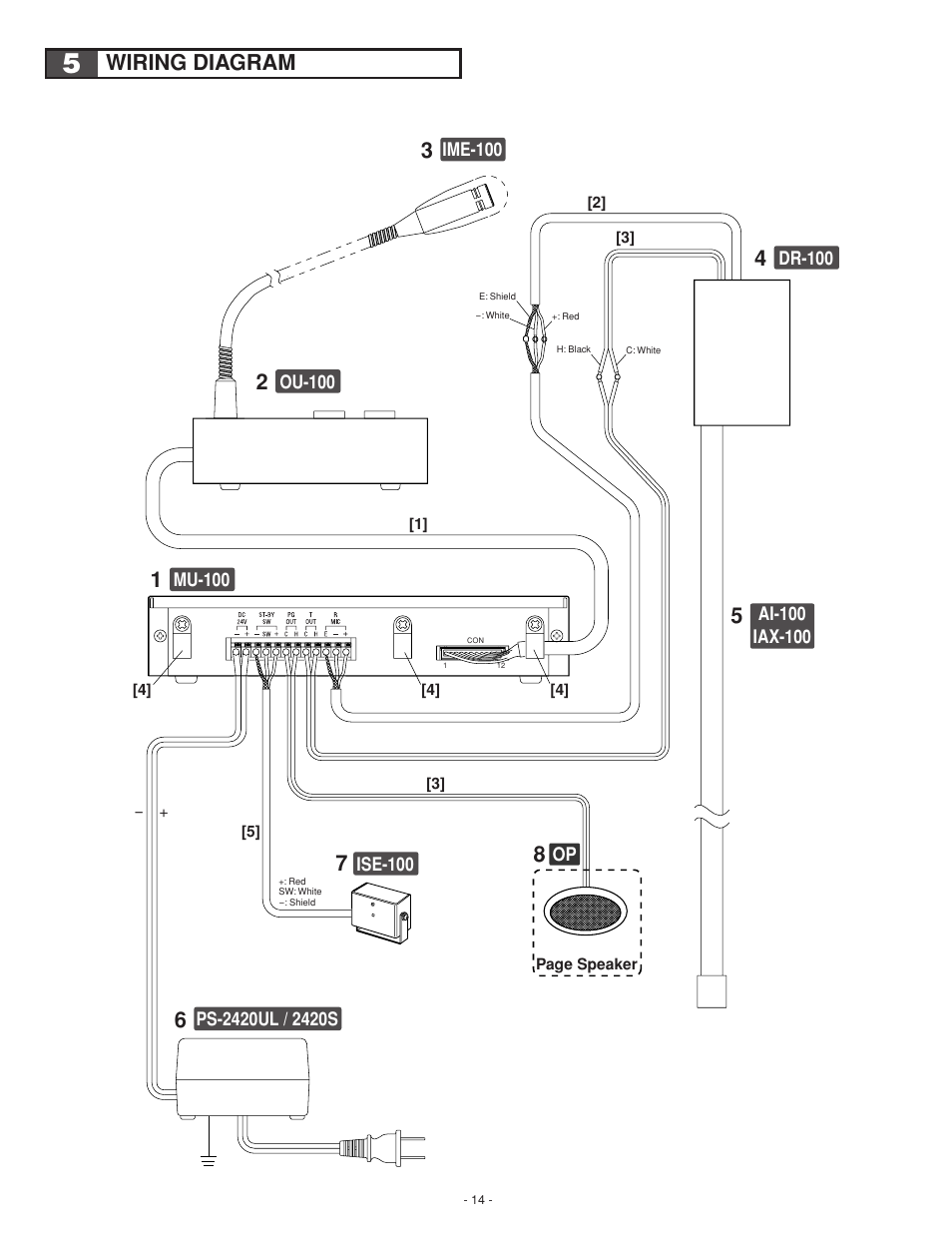 Wiring diagram | Aiphone ISE-100 User Manual | Page 14 / 20