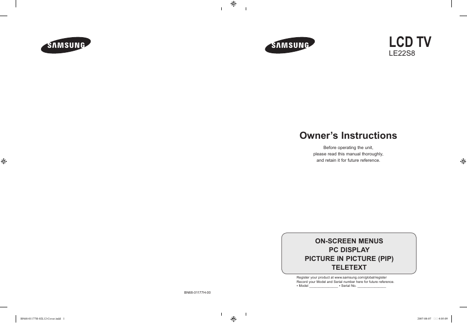 Samsung LE22S81B User Manual | 461 pages