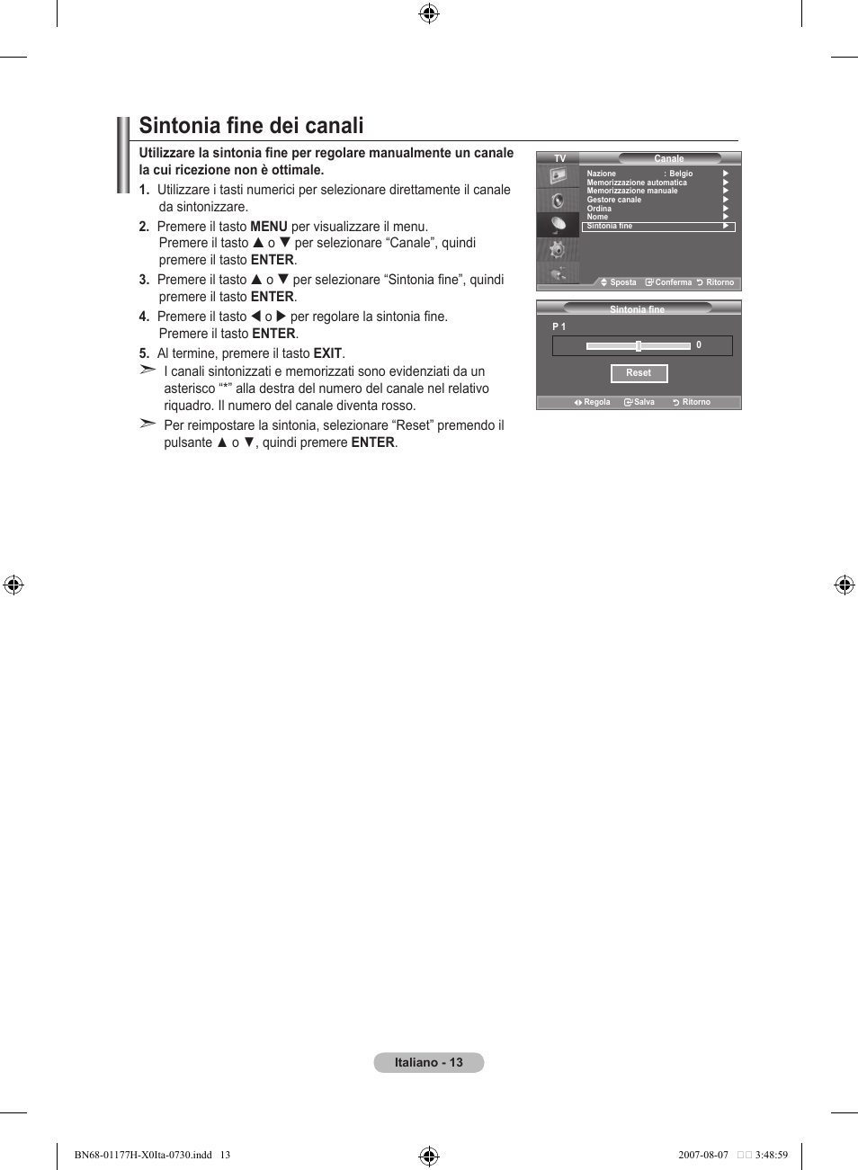 Sintonia fine dei canali | Samsung LE22S81B User Manual | Page 167 / 461