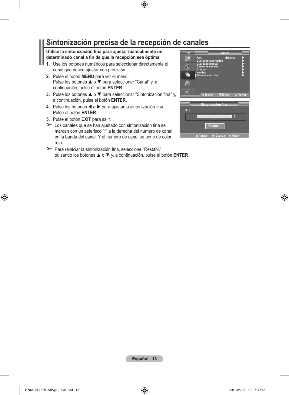 Sintonización precisa de la recepción de canales | Samsung LE22S81B User Manual | Page 205 / 461