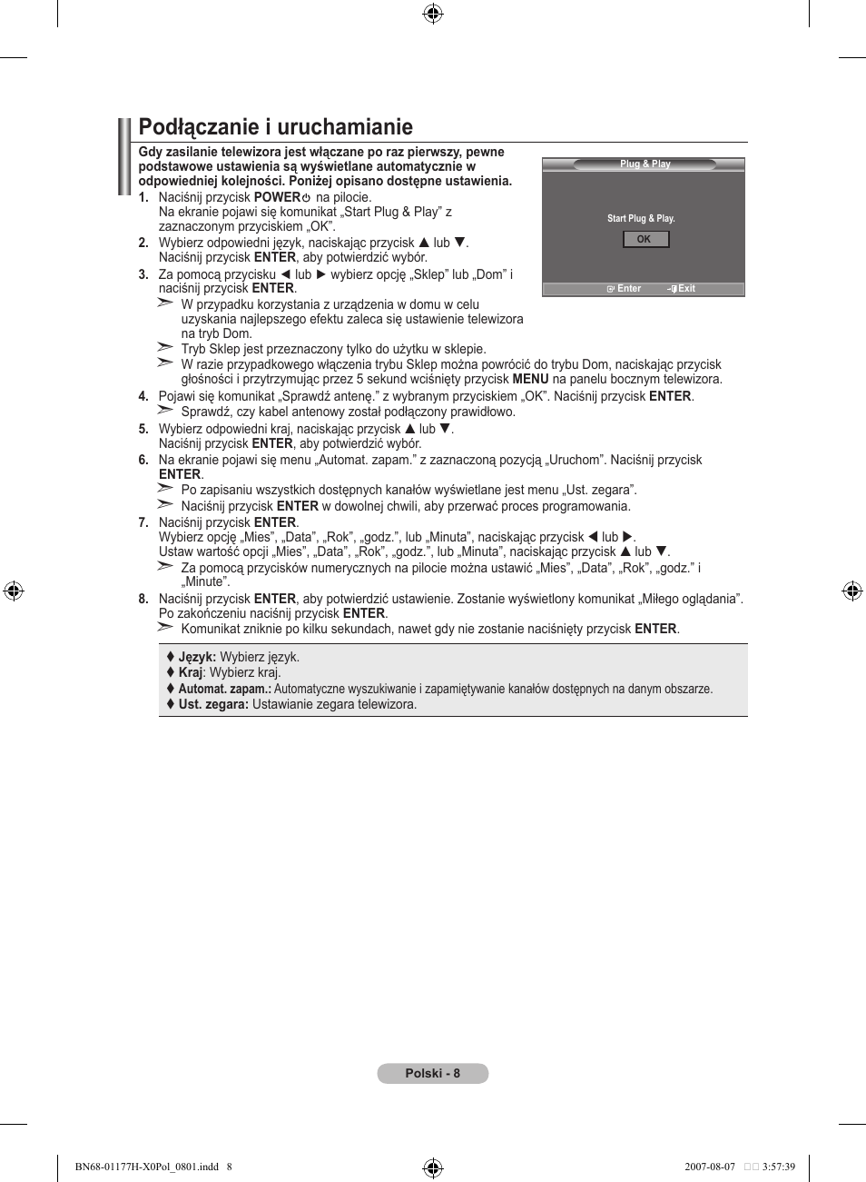 Podłączanie i uruchamianie | Samsung LE22S81B User Manual | Page 314 / 461