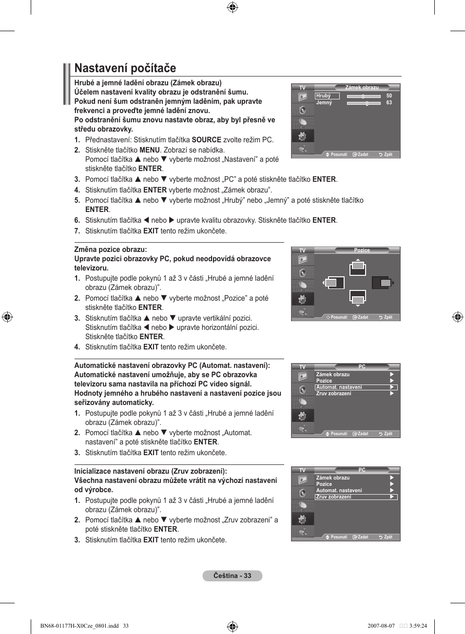 Nastavení počítače | Samsung LE22S81B User Manual | Page 377 / 461