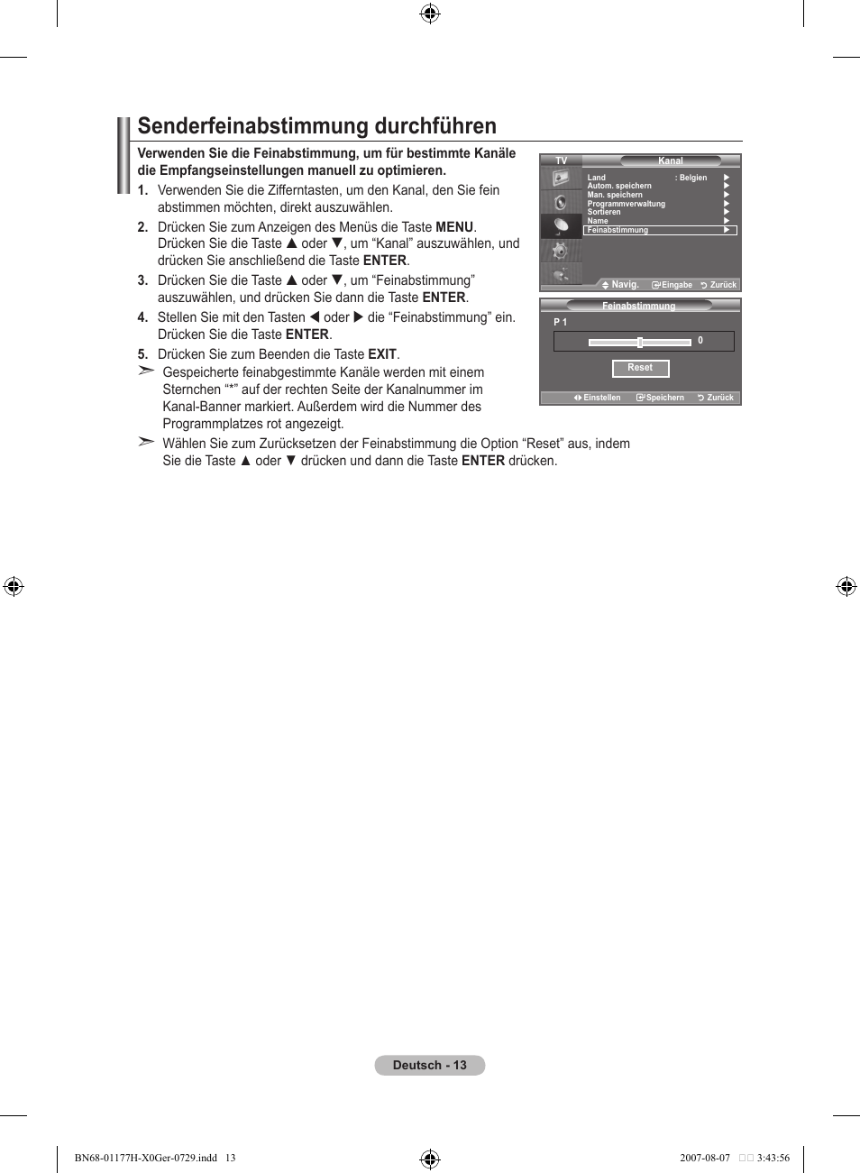 Senderfeinabstimmung durchführen | Samsung LE22S81B User Manual | Page 91 / 461
