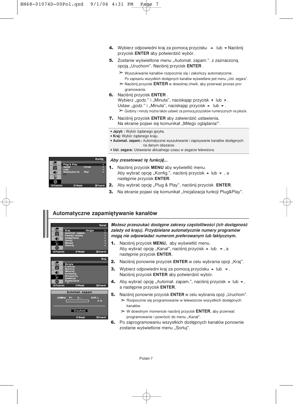 Automatyczne zapami´tywanie kana∏ów | Samsung LE19R71W User Manual | Page 59 / 203