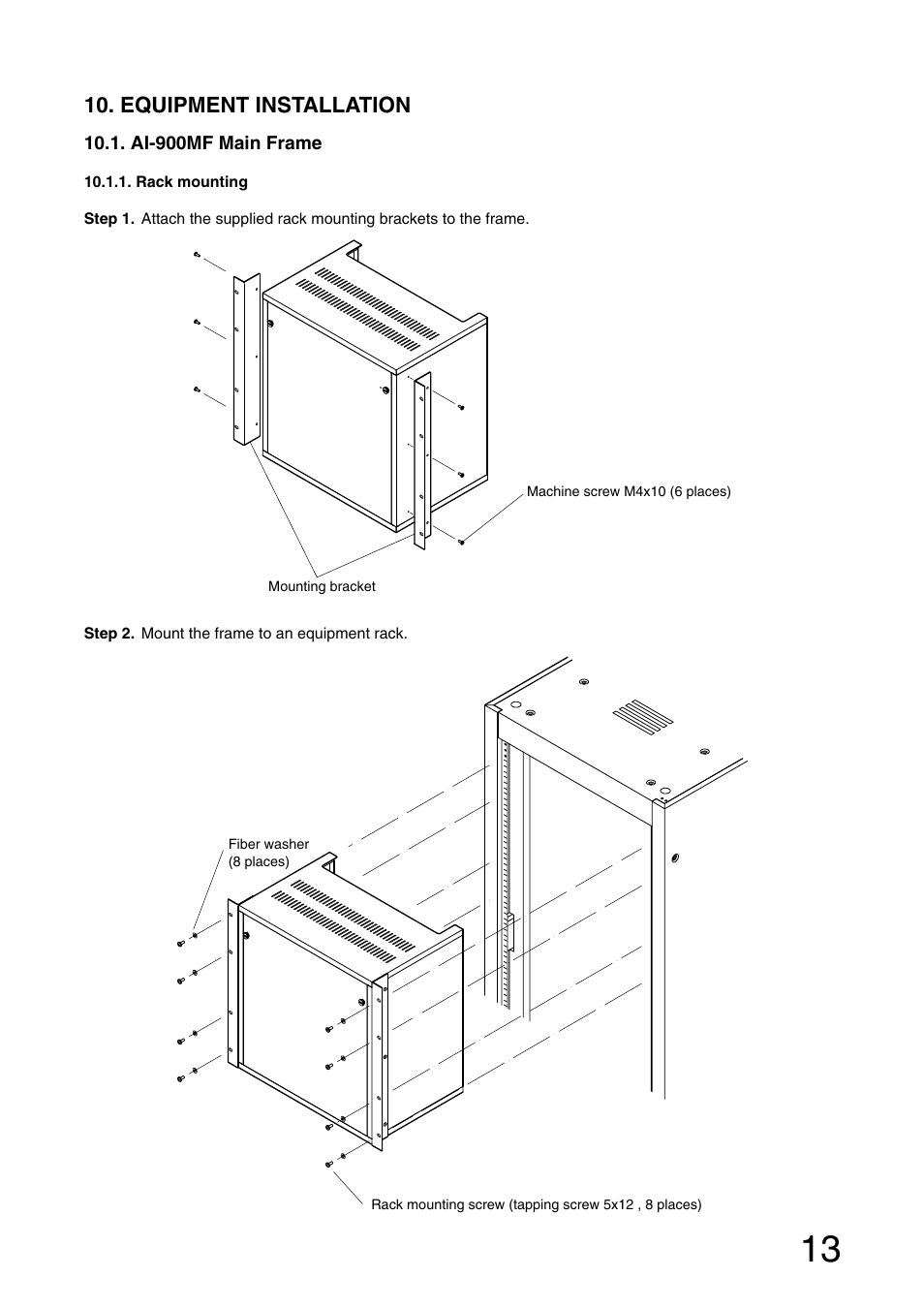 Equipment installation | Aiphone AI-900 User Manual | Page 13 / 48