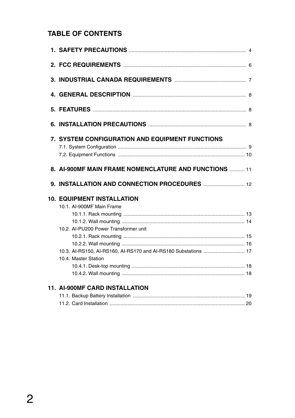 Aiphone AI-900 User Manual | Page 2 / 48