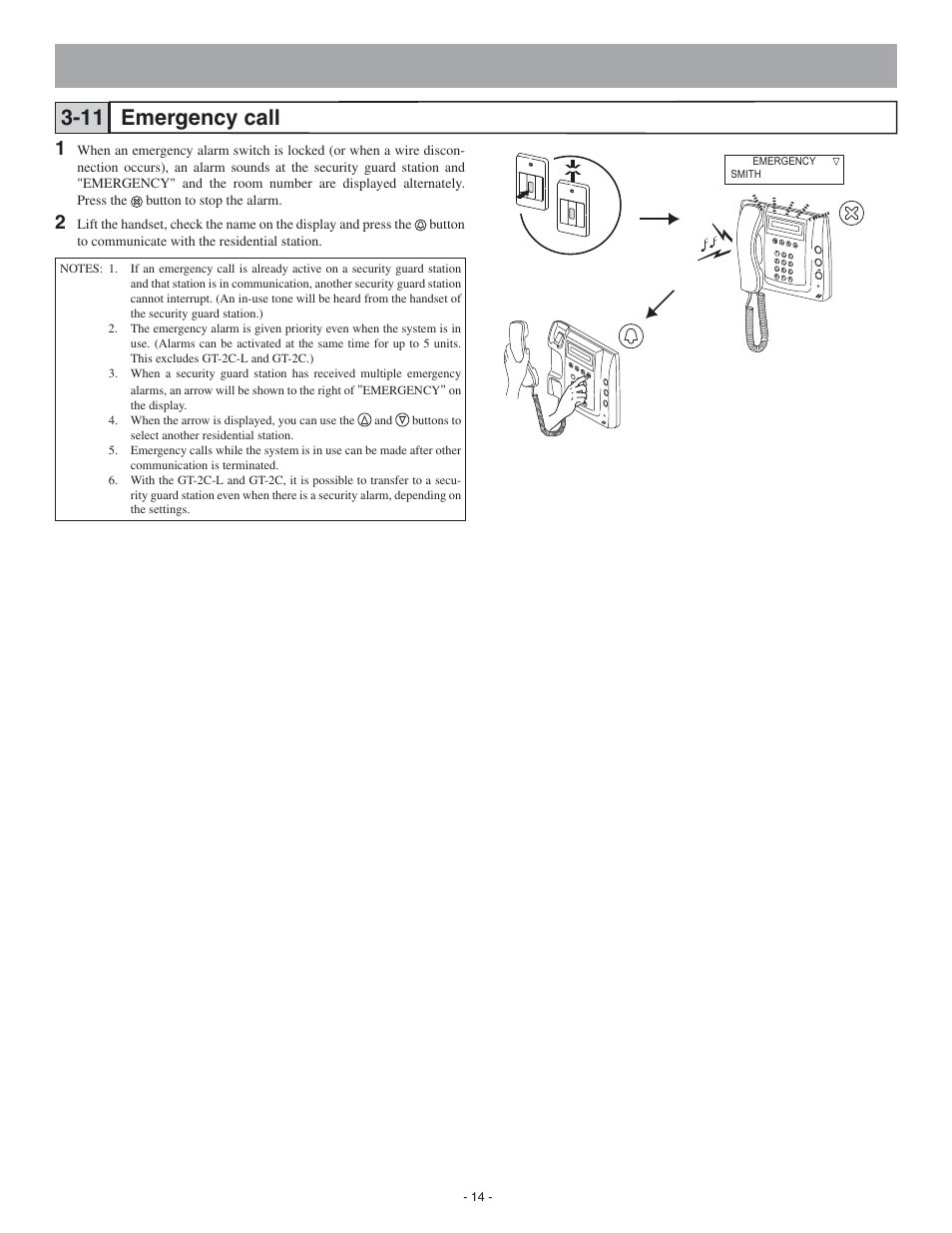 Emergency call 3-11 | Aiphone 0311 A OI User Manual | Page 14 / 25