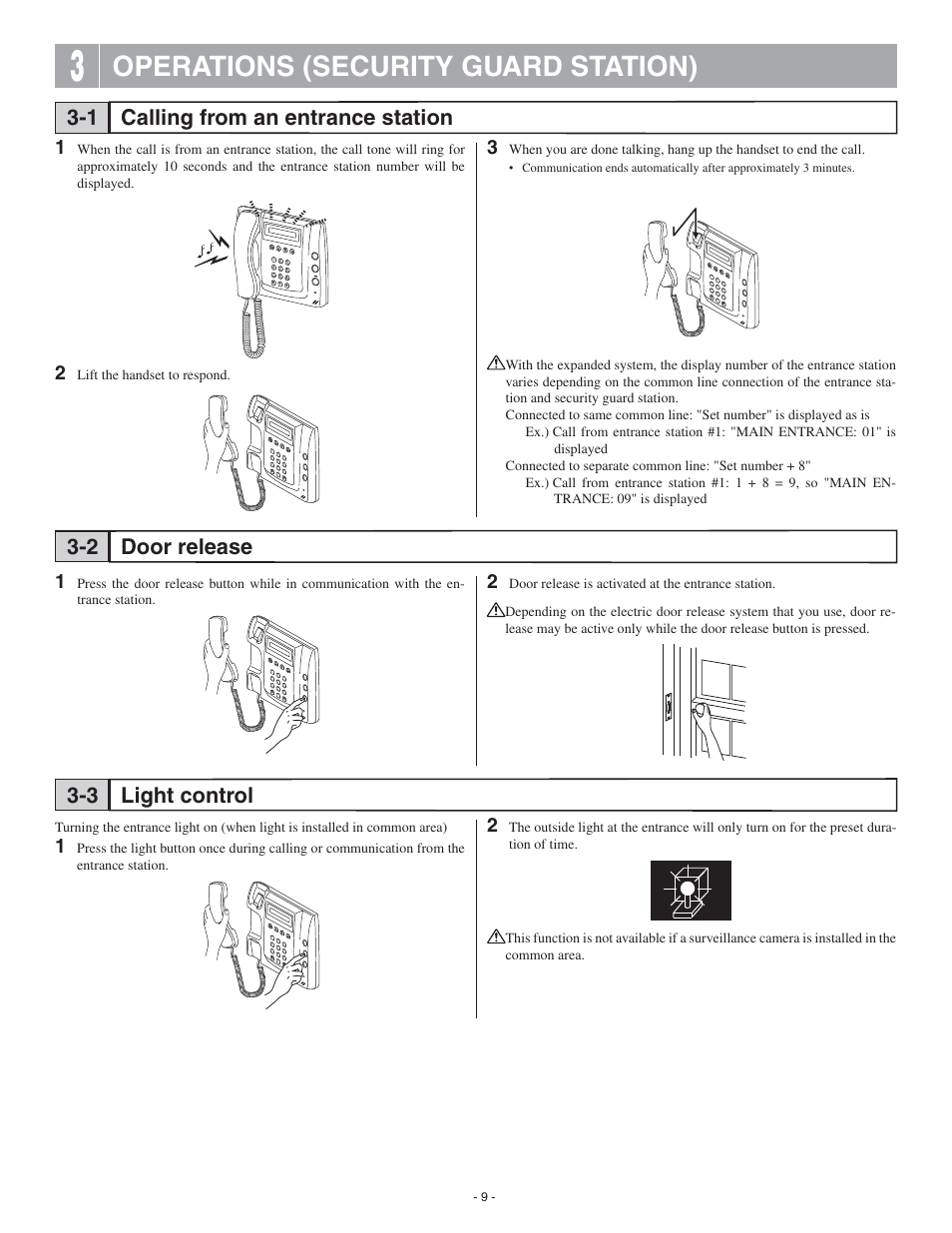 Operations (security guard station) | Aiphone 0311 A OI User Manual | Page 9 / 25