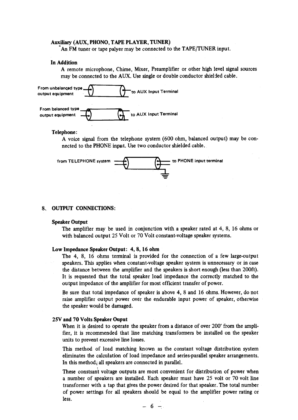 Auxiliary (aux, phono, tape player, tuner), Æzzdr | Aiphone PM-30 User Manual | Page 7 / 9