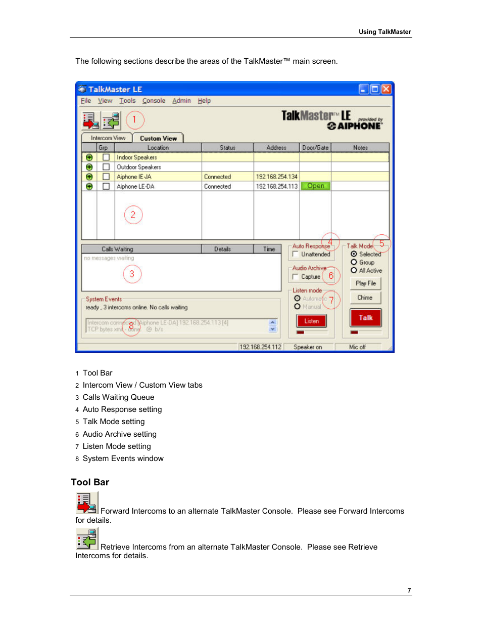 Tool bar | Aiphone TALKMASTER IP EWST-POE User Manual | Page 11 / 60