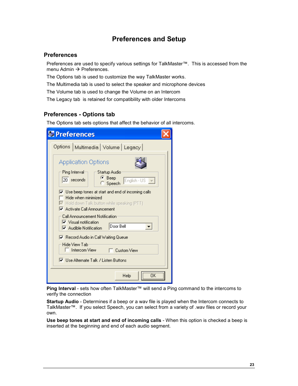 Preferences and setup | Aiphone TALKMASTER IP EWST-POE User Manual | Page 27 / 60