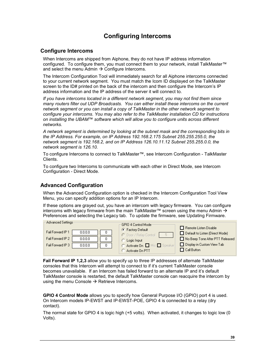 Configuring intercoms | Aiphone TALKMASTER IP EWST-POE User Manual | Page 43 / 60