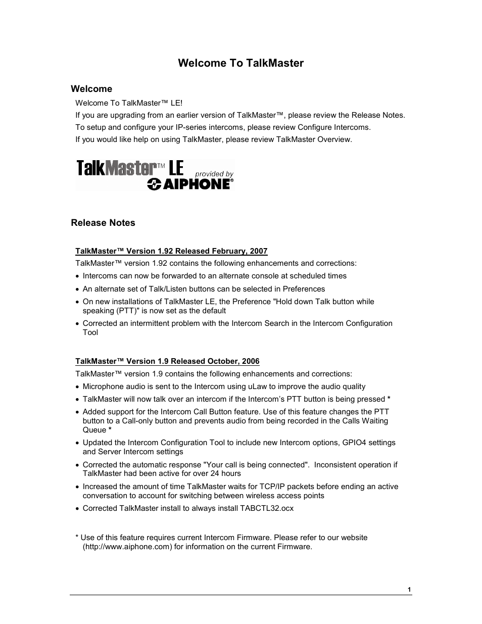 Welcome to talkmaster | Aiphone TALKMASTER IP EWST-POE User Manual | Page 5 / 60