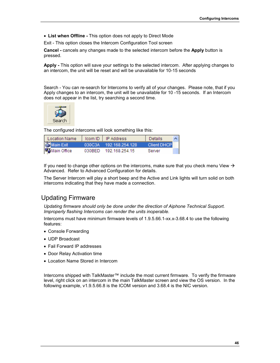 Updating firmware | Aiphone TALKMASTER IP EWST-POE User Manual | Page 50 / 60