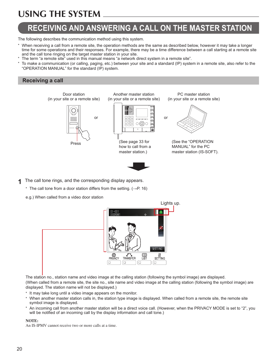 Using the system | Aiphone FK1629 User Manual | Page 20 / 40