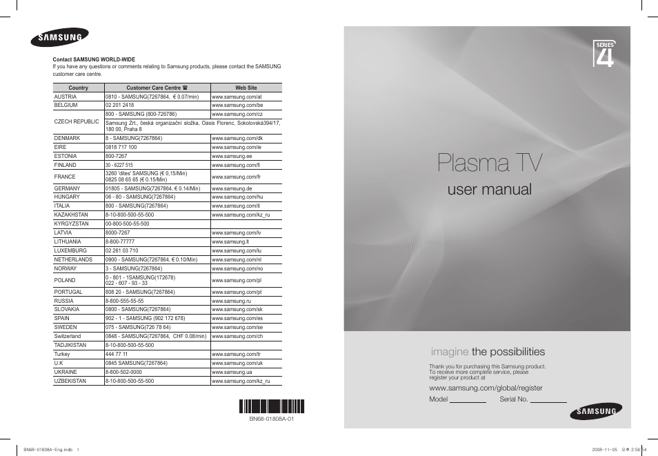 Samsung PS50A410C1 User Manual | 455 pages