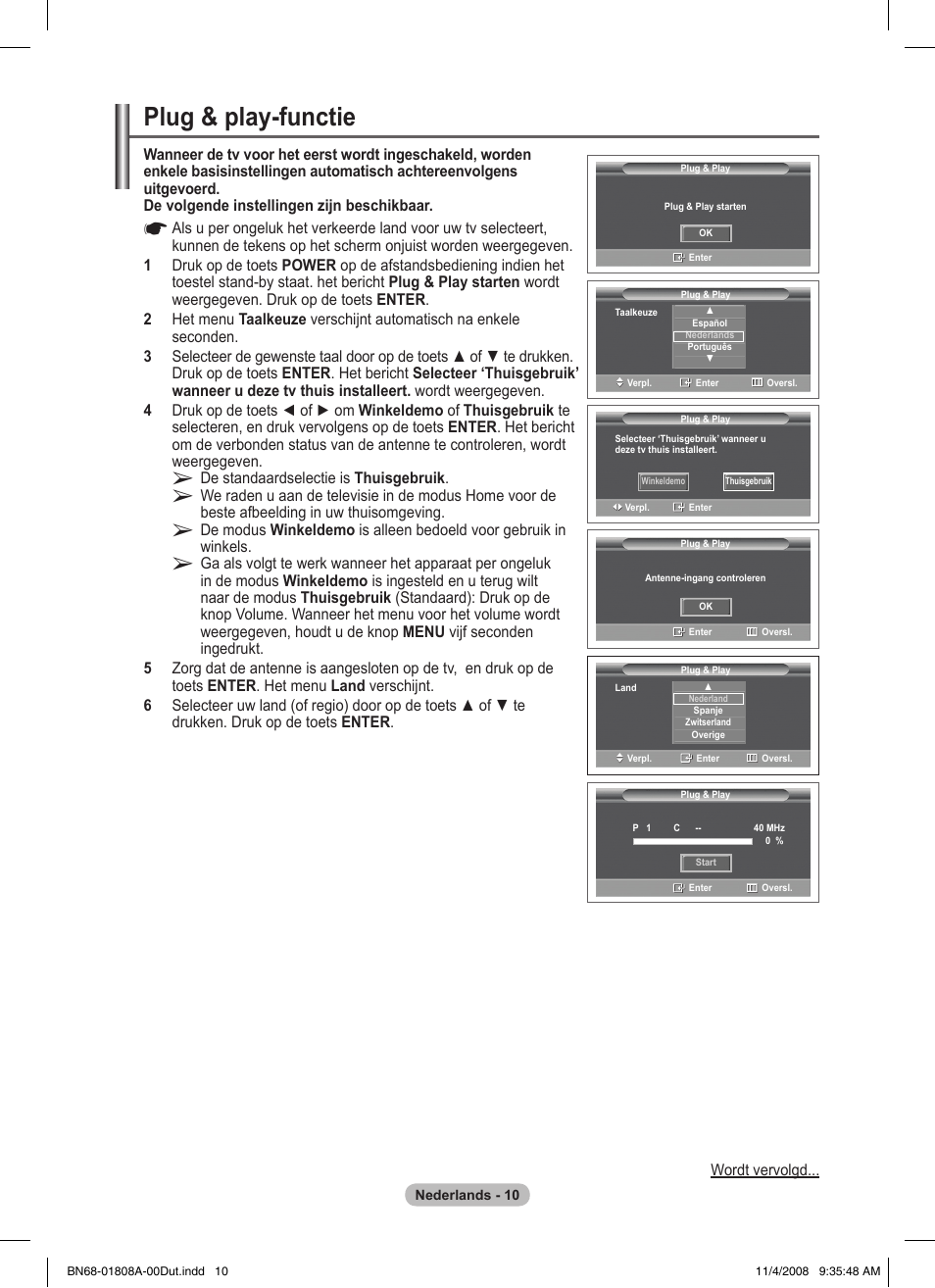 Plug & play-functie | Samsung PS50A410C1 User Manual | Page 123 / 455