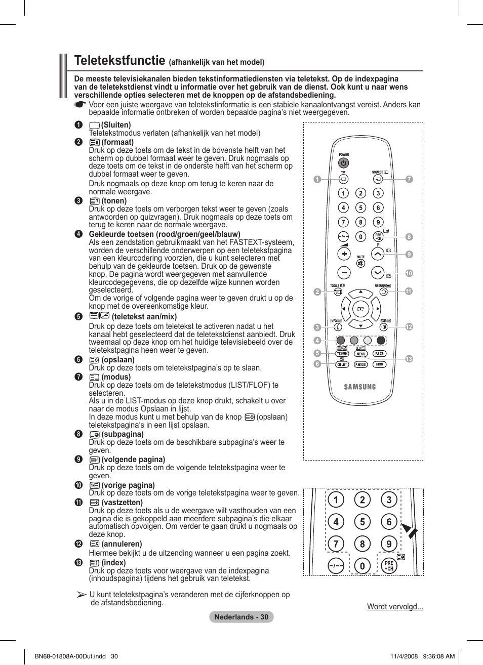 Teletekstfunctie | Samsung PS50A410C1 User Manual | Page 143 / 455