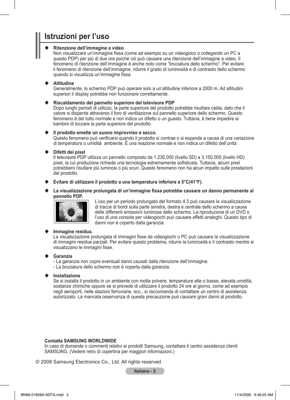 Istruzioni per l’uso | Samsung PS50A410C1 User Manual | Page 153 / 455