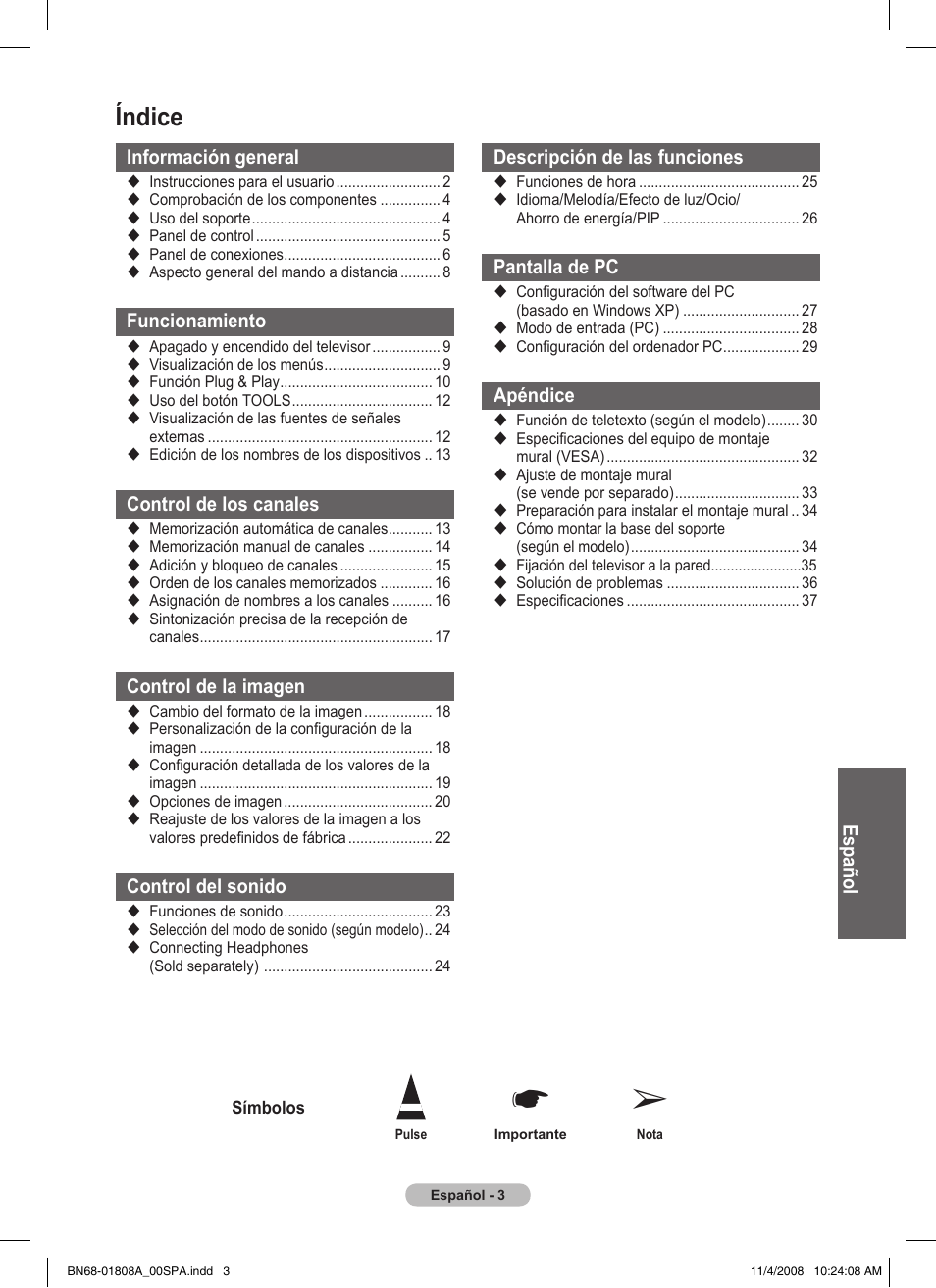 Índice | Samsung PS50A410C1 User Manual | Page 192 / 455