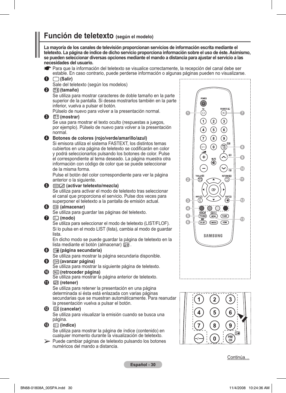 Función de teletexto | Samsung PS50A410C1 User Manual | Page 219 / 455