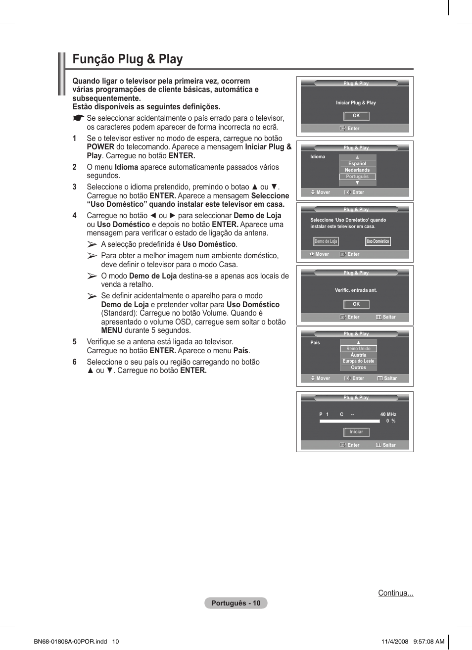 Função plug & play | Samsung PS50A410C1 User Manual | Page 237 / 455