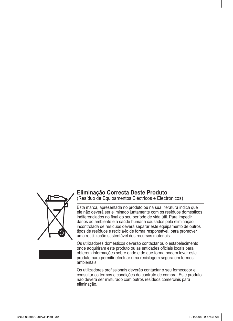 Eliminação correcta deste produto | Samsung PS50A410C1 User Manual | Page 266 / 455