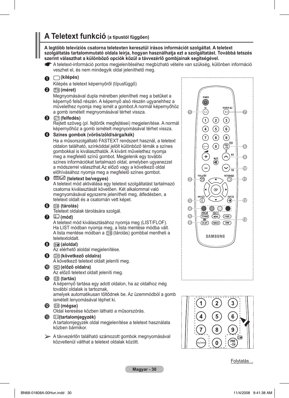 A teletext funkció | Samsung PS50A410C1 User Manual | Page 295 / 455