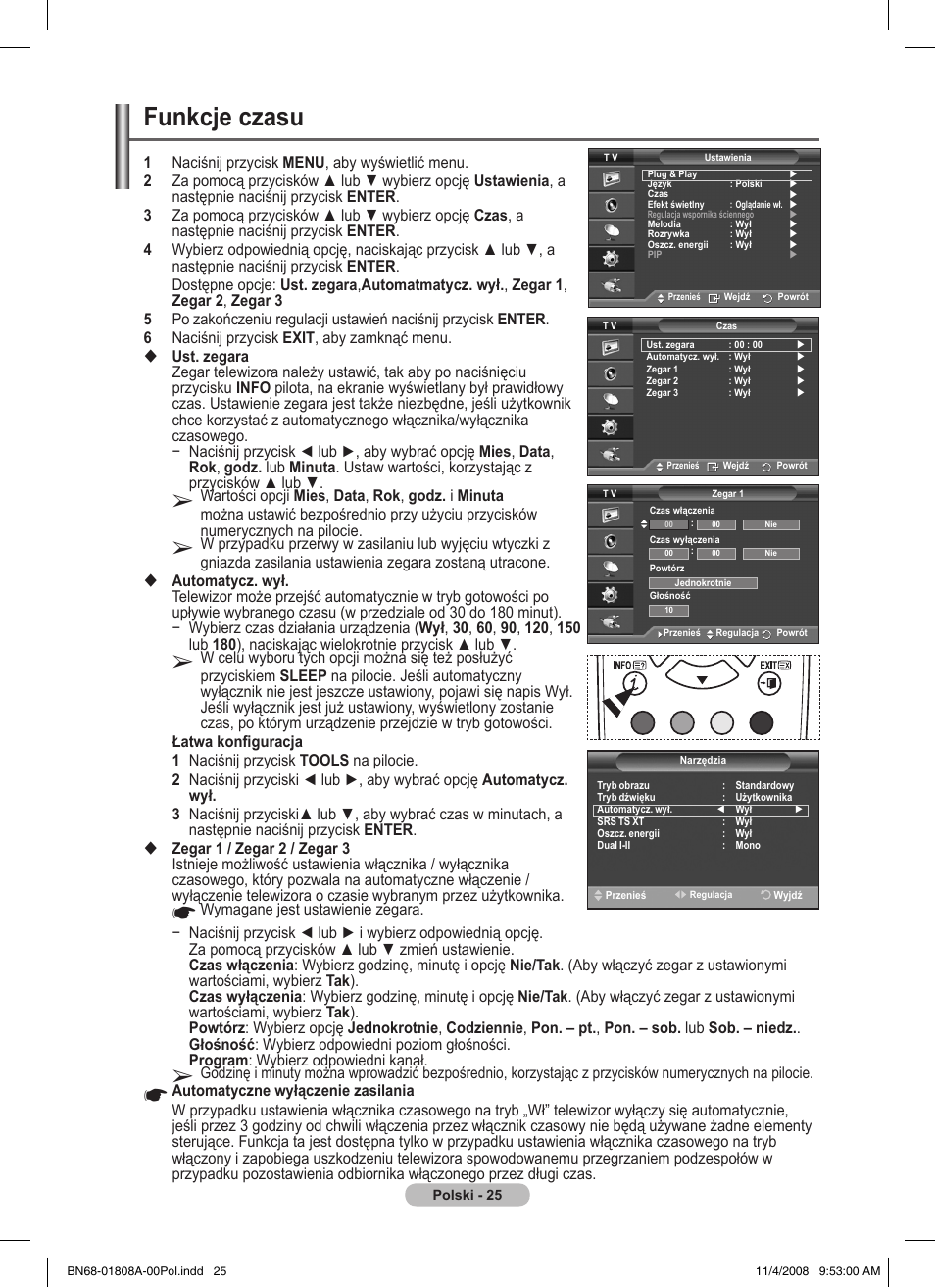 Funkcje czasu | Samsung PS50A410C1 User Manual | Page 328 / 455