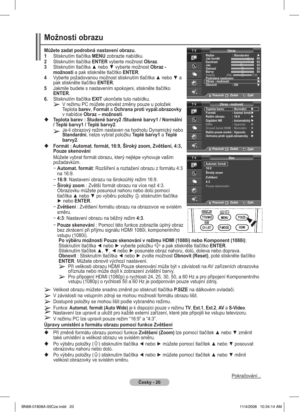 Možnosti obrazu | Samsung PS50A410C1 User Manual | Page 361 / 455