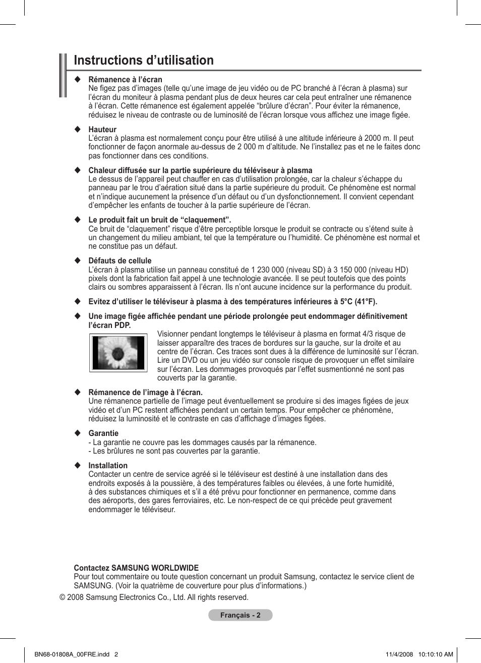 Instructions d’utilisation | Samsung PS50A410C1 User Manual | Page 39 / 455