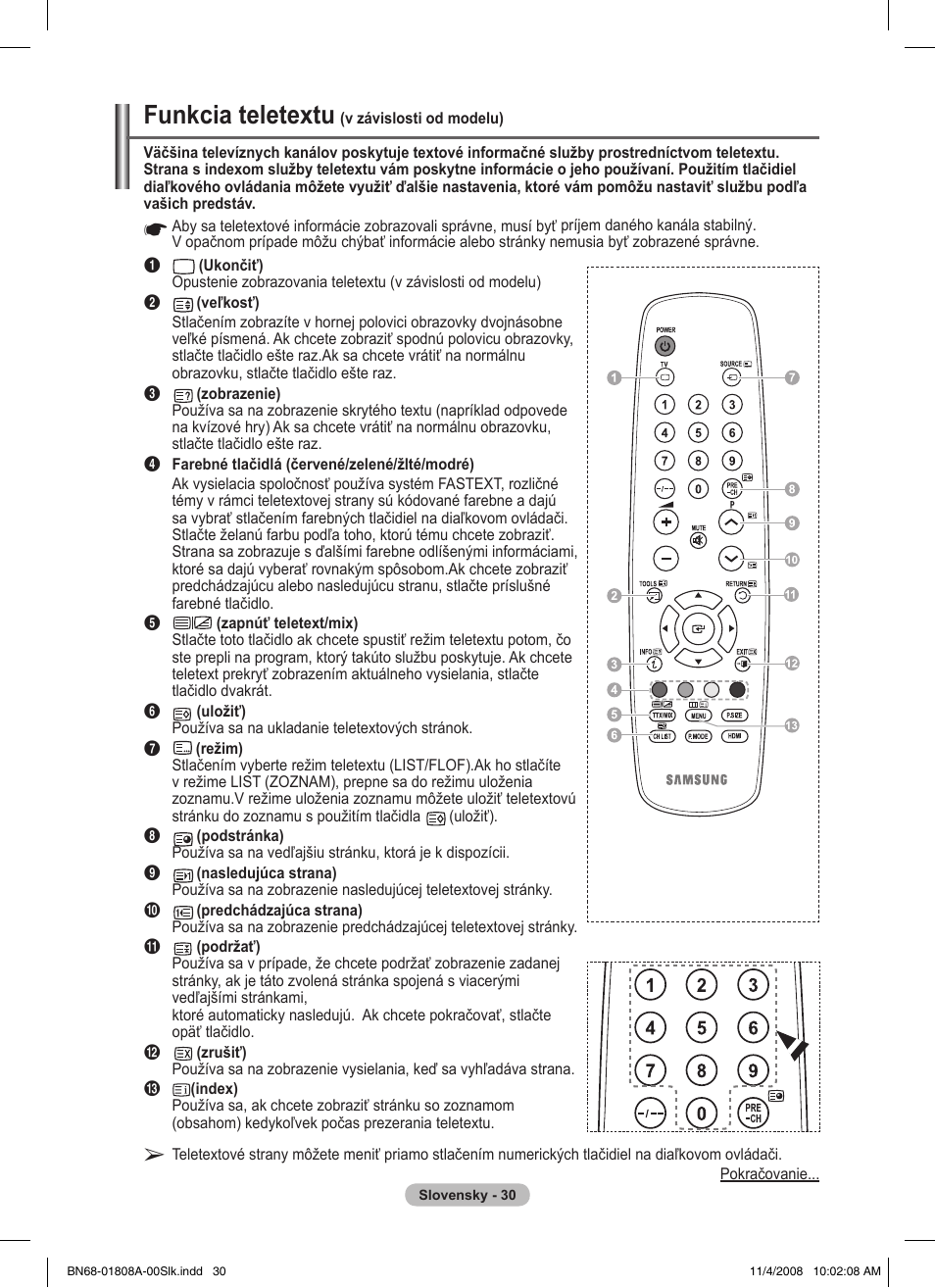 Funkcia teletextu | Samsung PS50A410C1 User Manual | Page 408 / 455