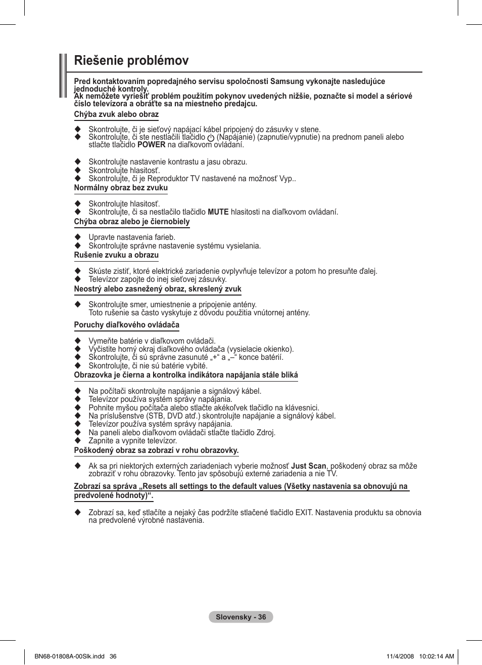 Riešenie problémov | Samsung PS50A410C1 User Manual | Page 414 / 455