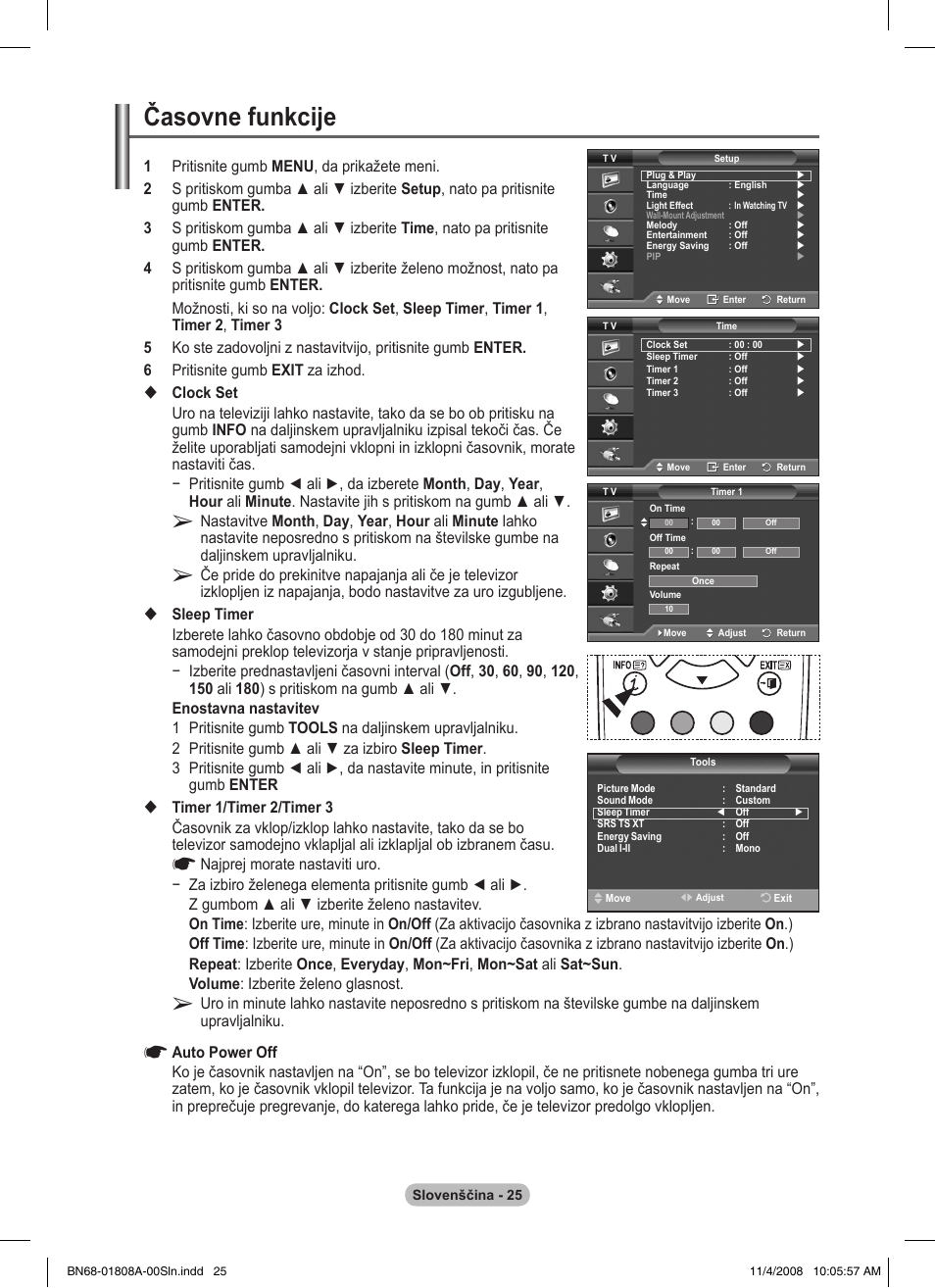 Časovne funkcije | Samsung PS50A410C1 User Manual | Page 441 / 455