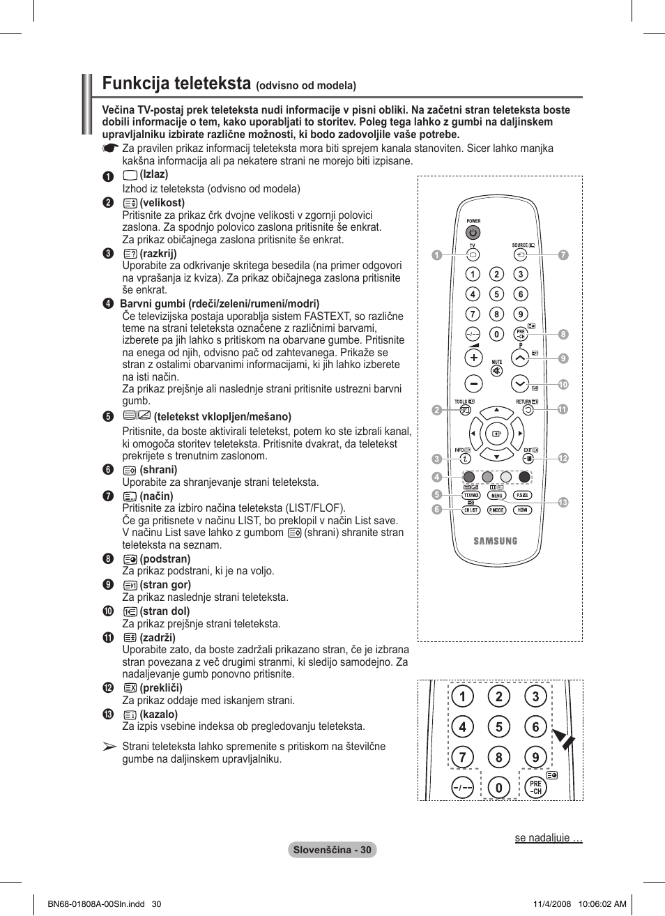 Funkcija teleteksta | Samsung PS50A410C1 User Manual | Page 446 / 455