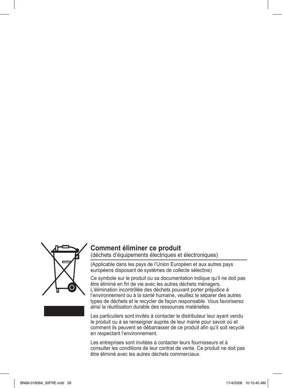 Comment éliminer ce produit | Samsung PS50A410C1 User Manual | Page 76 / 455