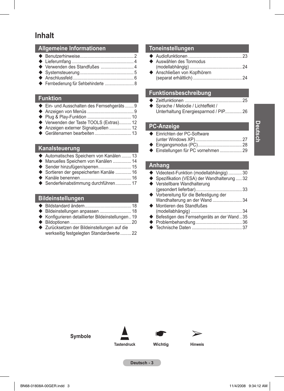 Inhalt | Samsung PS50A410C1 User Manual | Page 78 / 455