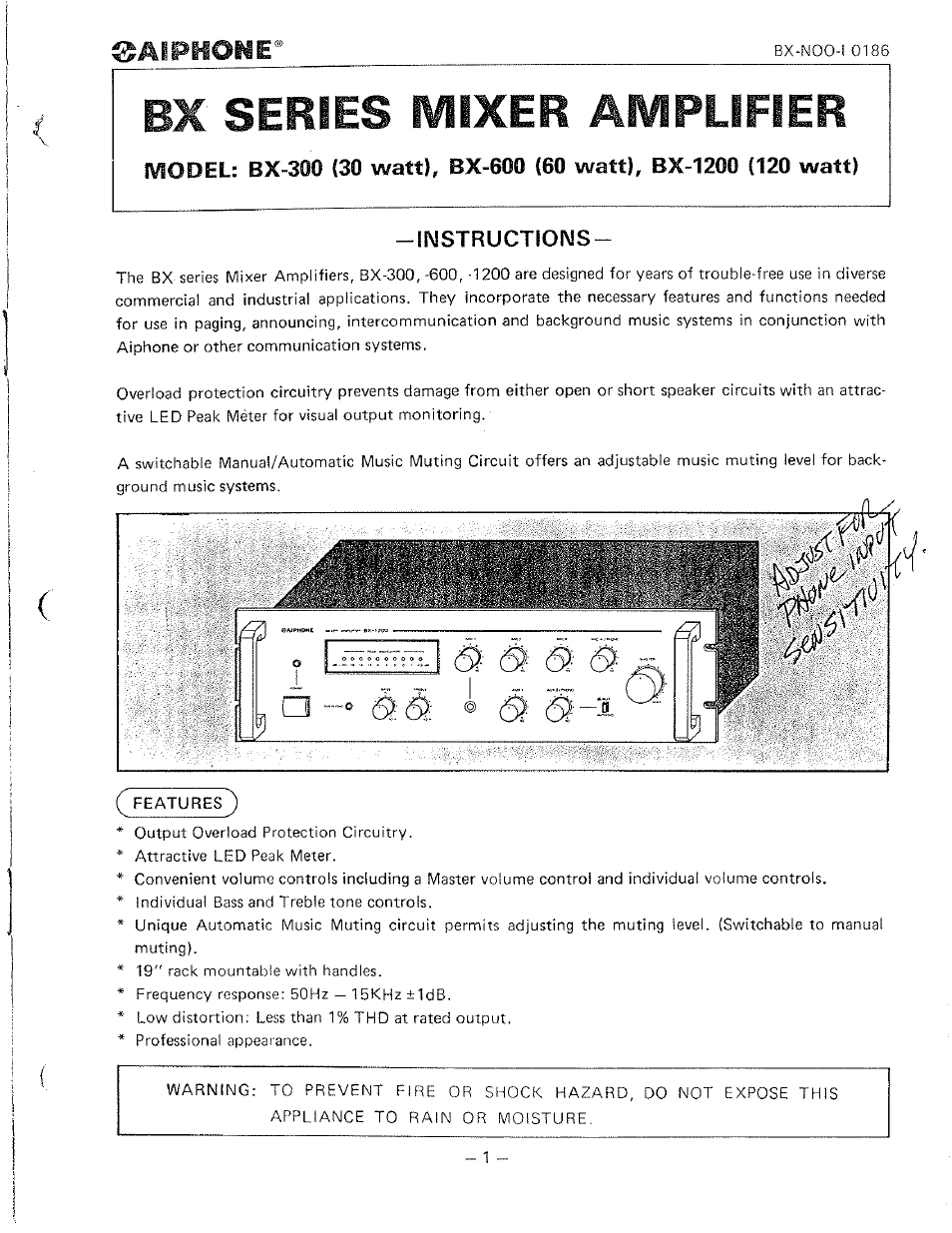 Aiphone BX-1200 User Manual | 12 pages