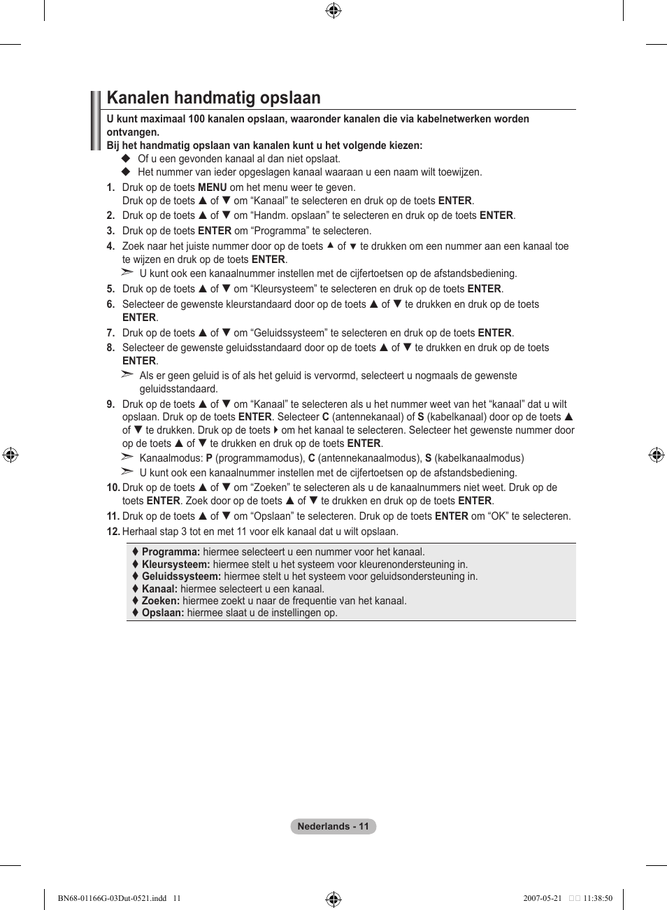 Kanalen handmatig opslaan | Samsung LE23R81B User Manual | Page 127 / 463