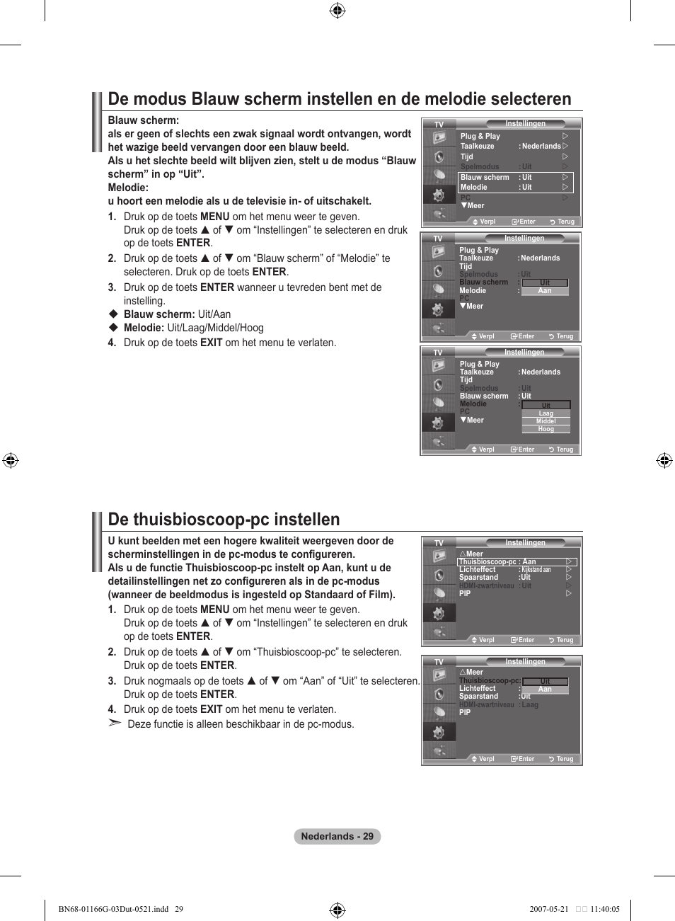De thuisbioscoop-pc instellen | Samsung LE23R81B User Manual | Page 145 / 463