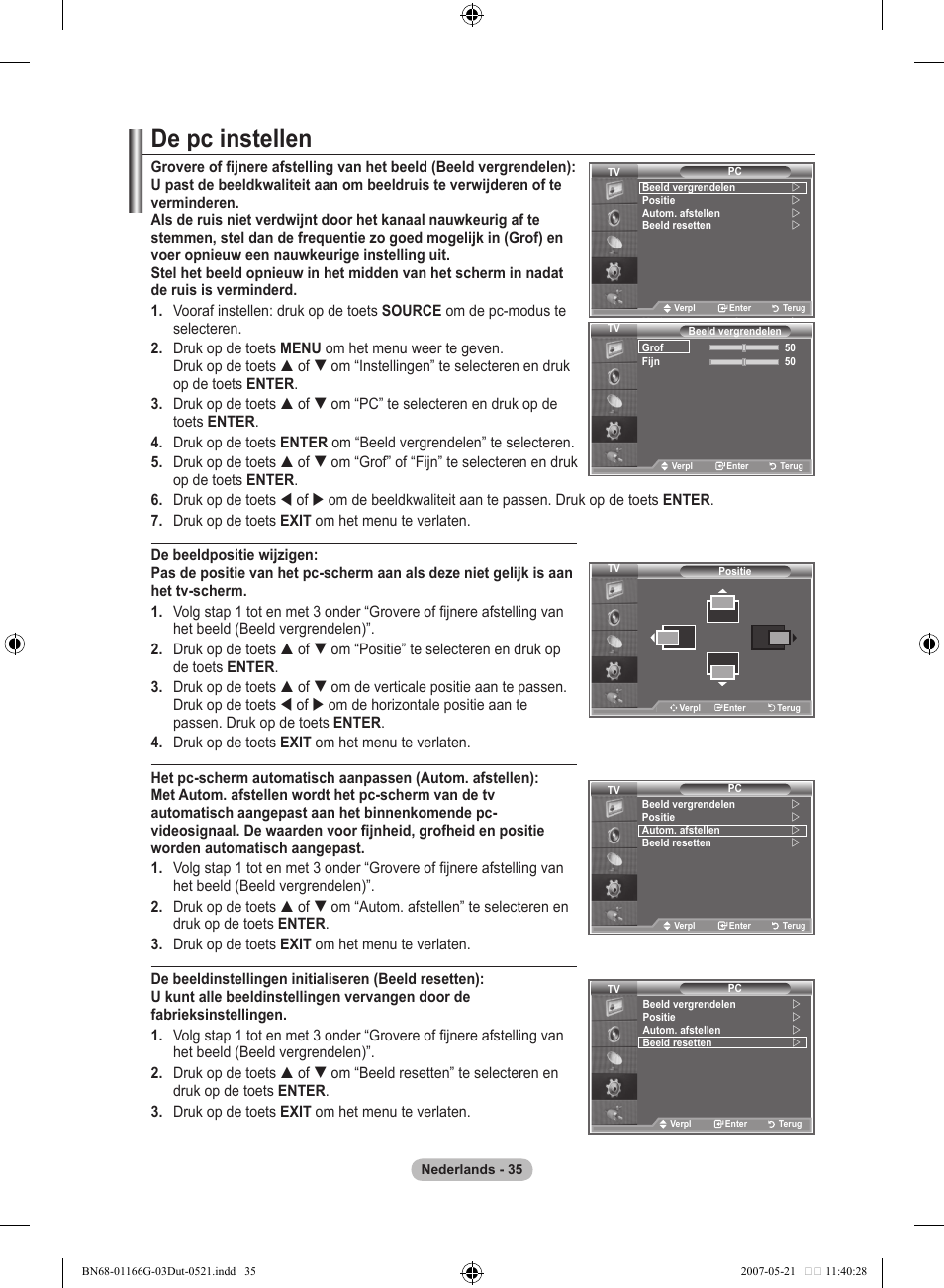 De pc instellen | Samsung LE23R81B User Manual | Page 151 / 463