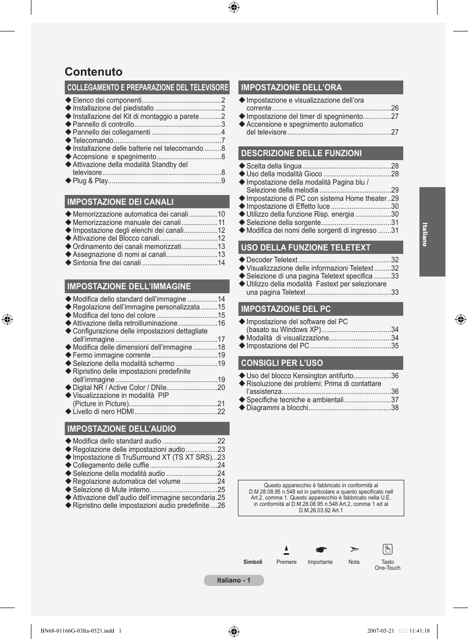 Contenuto | Samsung LE23R81B User Manual | Page 155 / 463