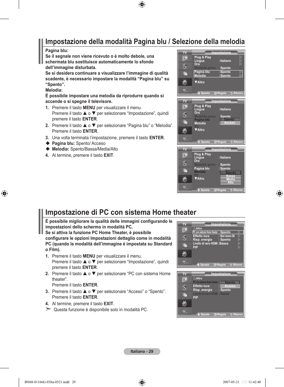 Impostazione di pc con sistema home theater | Samsung LE23R81B User Manual | Page 183 / 463