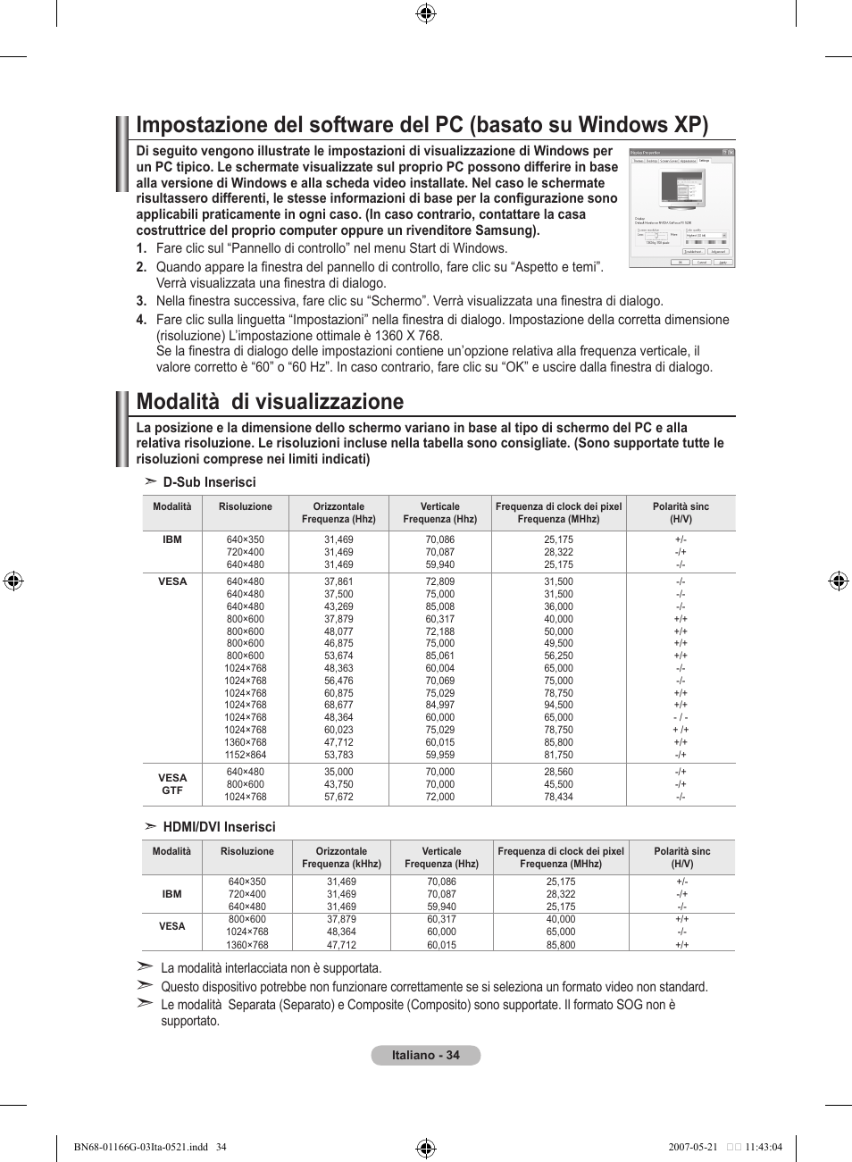 Modalità di visualizzazione | Samsung LE23R81B User Manual | Page 188 / 463