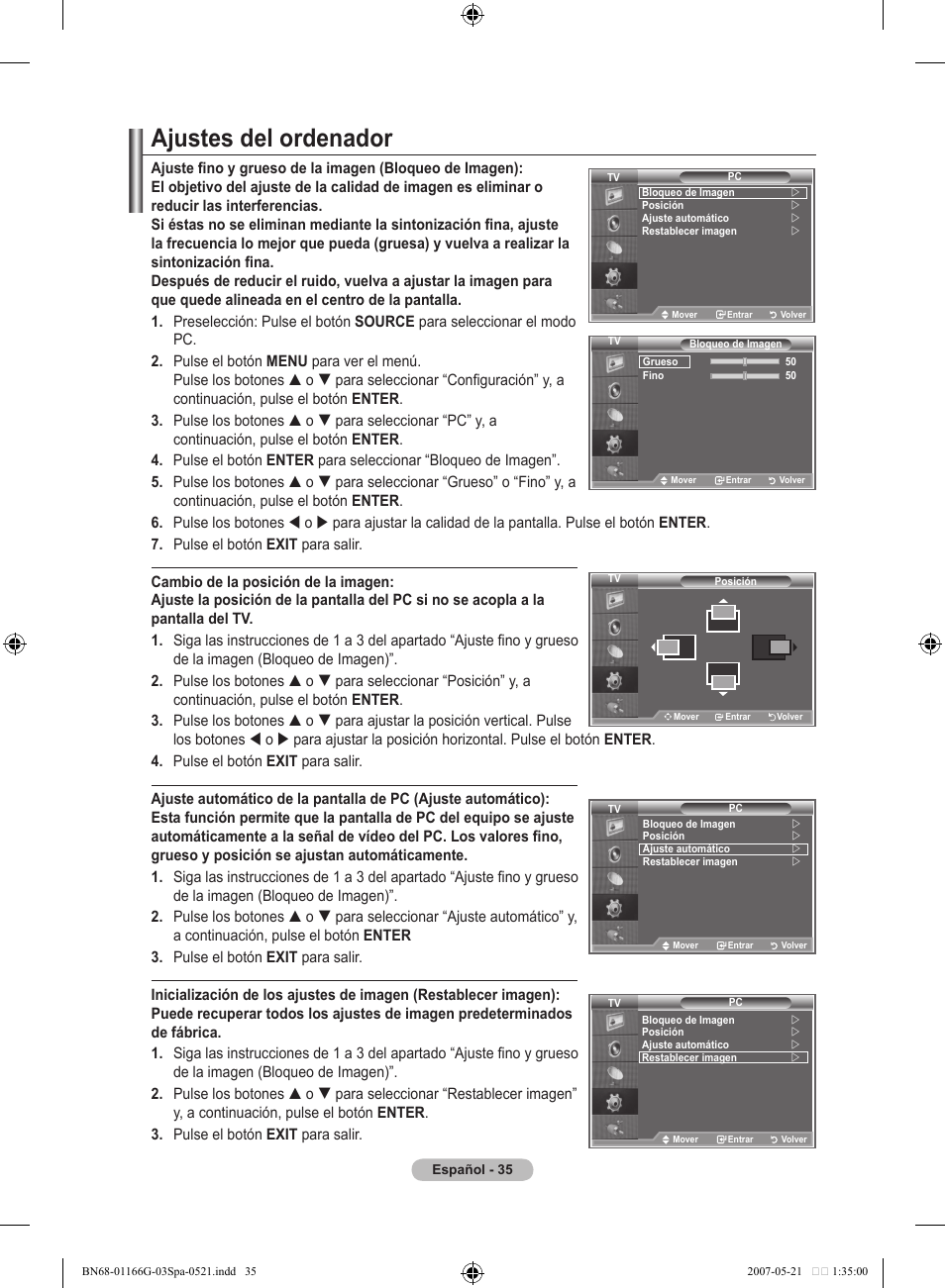 Ajustes del ordenador | Samsung LE23R81B User Manual | Page 229 / 463